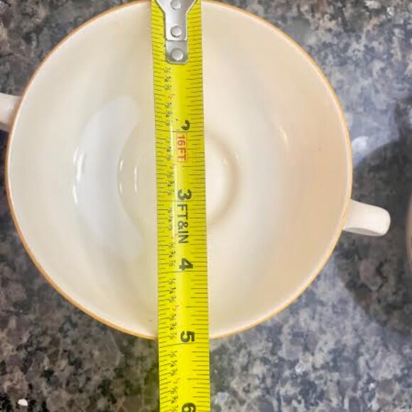 Set of 4 Vintage Double Handle Floral Cream Soup Bowls: Gold Trim England - Picture 10 of 12